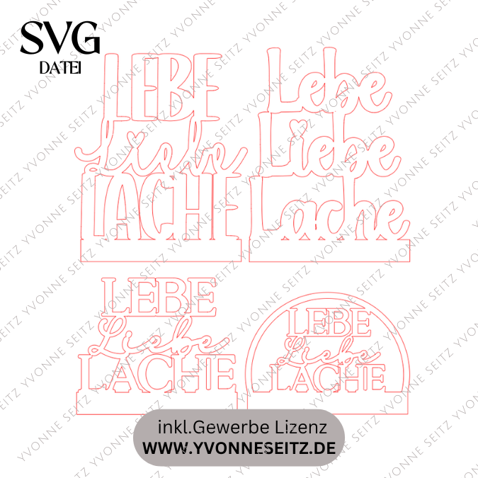 SVG Laserdatei 4er Klötzchenschrift Lebe Liebe Lache Easysticks Klötzchen SVG Datei – Bild 2