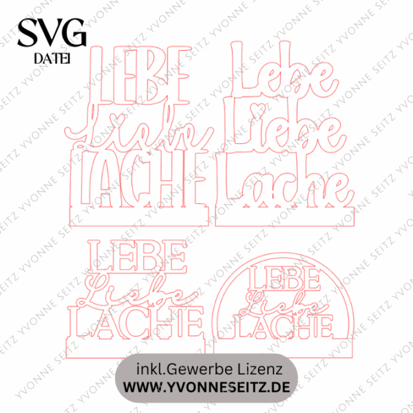 SVG Laserdatei 4er Klötzchenschrift Lebe Liebe Lache Easysticks Klötzchen SVG Datei