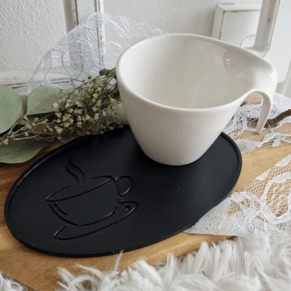 STL 3D-Druck Datei 10er Set Untersetzer Kaffee mit und ohne Einkerbung Dekoteller oval 175x111mm Kaffeetablett 3D Geschenkidee inkl Blankos – Bild 8