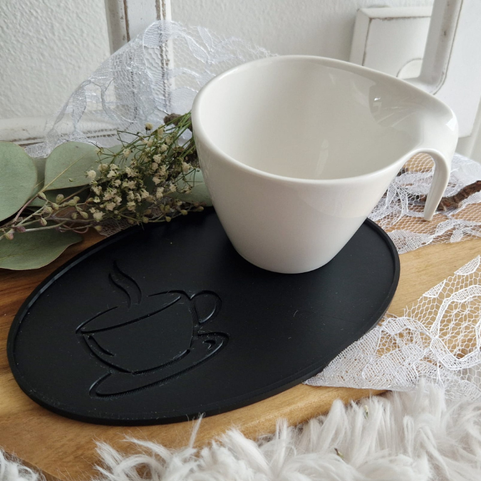 STL 3D-Druck Datei 10er Set Untersetzer Kaffee mit und ohne Einkerbung Dekoteller oval 175x111mm Kaffeetablett 3D Geschenkidee inkl Blankos – Bild 7