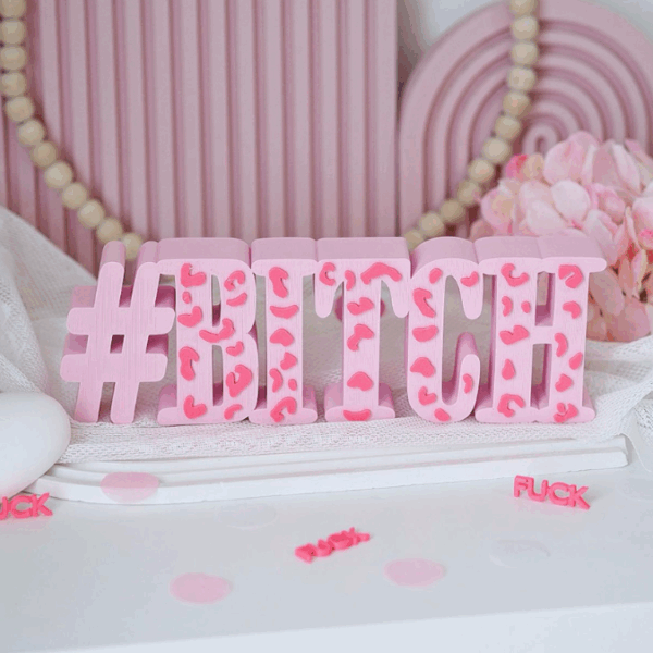 STL 3D Druck Datei Schriftzug Statement 4 Designs "BITCH" Leo Aufsteller 3D-Druck Datei – Bild 8