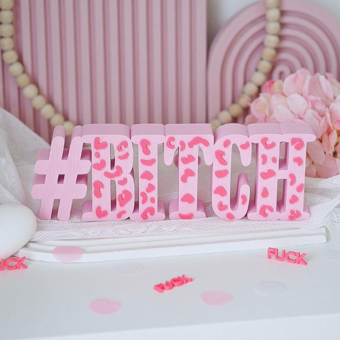 STL 3D Druck Datei Schriftzug Statement 4 Designs "BITCH" Leo Aufsteller 3D-Druck Datei – Bild 8
