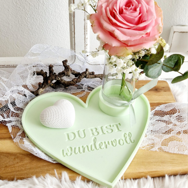 STL 3D-Druck Datei 4er Set Herzteller Dekoteller für Teelichtglas "Weltbeste Mama & Du bist wundervoll" und 2 kl Blankos 180x165 und 135x125 – Bild 5