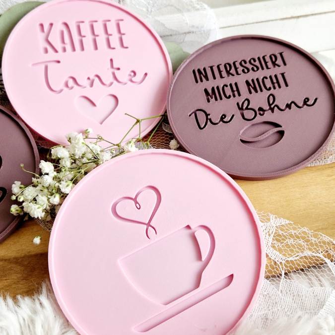 STL 3D-Druck Datei 6er Set Untersetzer Kaffee Dekoteller Kaffeetablett Kaffeeliebe Kaffeetante Kaffeetasse 3D Geschenkidee 3D-Datei – Bild 5
