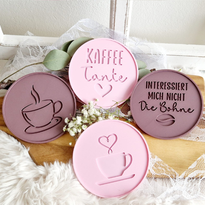 STL 3D-Druck Datei 6er Set Untersetzer Kaffee Dekoteller Kaffeetablett Kaffeeliebe Kaffeetante Kaffeetasse 3D Geschenkidee 3D-Datei – Bild 7