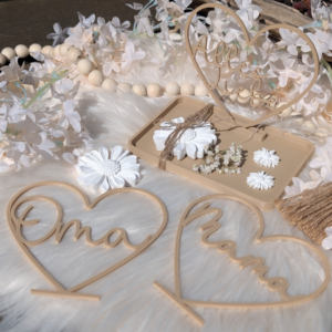 STL 3D-Druck Datei 2er Set Dekoteller Einschieber Rechteckig mit 3 Herzeinschiebern "Mama Oma & Alles Liebe" Maße Teller ca 150x100mm