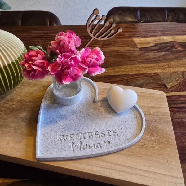 STL 3D-Druck Datei 4er Set Herzteller Dekoteller für Teelichtglas "Weltbeste Mama & Du bist wundervoll" und 2 kl Blankos 180x165 und 135x125 – Bild 7