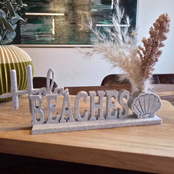 STL 3D Druck Datei 2er Schriftzug Statement "Hola Beaches" mit und ohne Muschel zum füllen mit Blumen Aufsteller 3D-Druck Datei Sommer – Bild 6