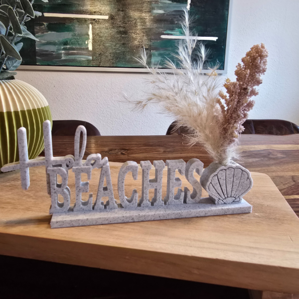 STL 3D Druck Datei 2er Schriftzug Statement "Hola Beaches" mit und ohne Muschel zum füllen mit Blumen Aufsteller 3D-Druck Datei Sommer – Bild 3