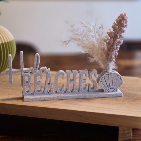STL 3D Druck Datei 2er Schriftzug Statement "Hola Beaches" mit und ohne Muschel zum füllen mit Blumen Aufsteller 3D-Druck Datei Sommer – Bild 5