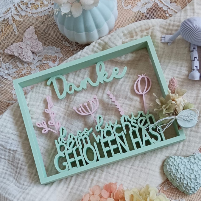 STL 3D Druck Datei Kindergartenabschied 2er Danke dass du mir beim wachsen geholfen hast Aufsteller Blumen Floral 3D-Druck Datei