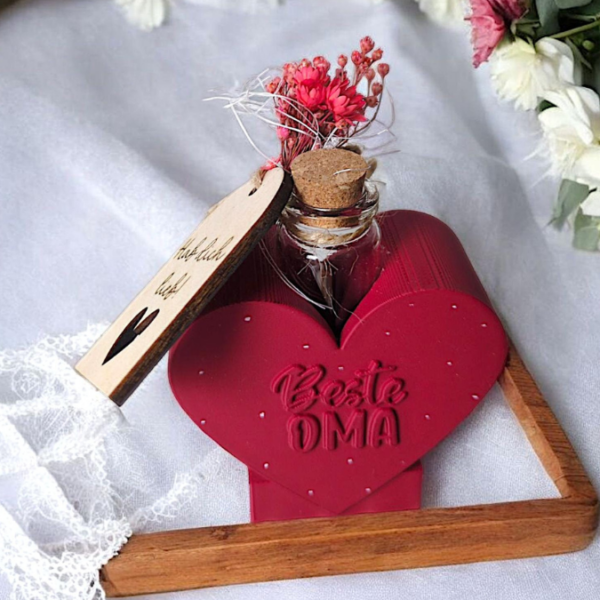 3D Druck Datei STL 6er Set Herzen zum Füllen mit Blumen oder Reagenzglas Mama Oma Alles Liebe 3D-Druck Datei – Bild 5