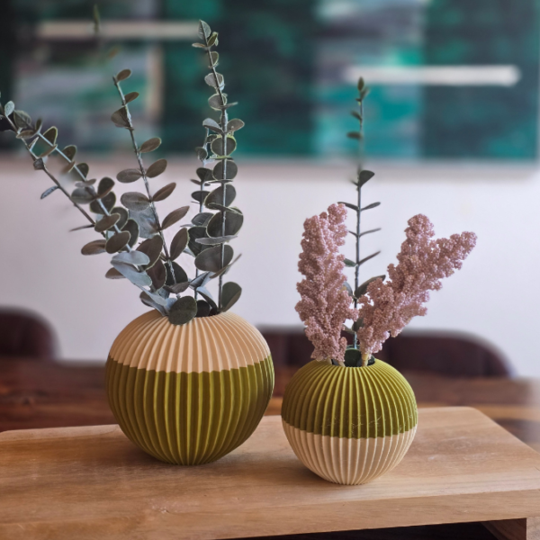 STL 3D Druck Datei Vase Blumenvase für Trockenblumen rund gerade rillen 3D Druck Datei