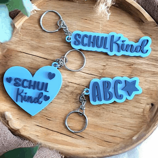 STL 3D Druck Datei Schlüsselanhänger 7er Schulkind Einschulung Schultaschenanhänger Ranzen Schulranzen 3D-Druck Datei – Bild 4