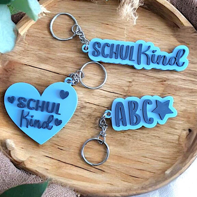 STL 3D Druck Datei Schlüsselanhänger 7er Schulkind Einschulung Schultaschenanhänger Ranzen Schulranzen 3D-Druck Datei – Bild 4