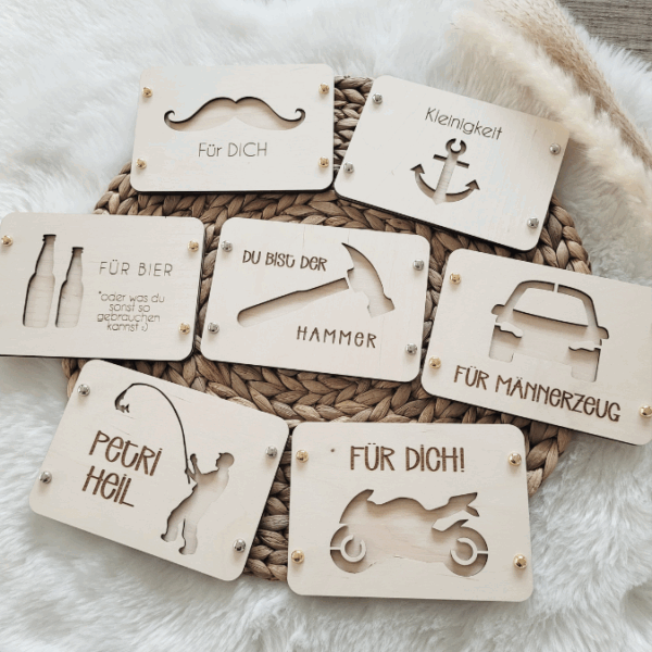 SVG Laserdatei Männer Geldgeschenk Verpackung für Geld 7 Designs Gutscheinkarten Vatertag Angeln Motorrad Auto Bier Hammer SVG-Datei – Bild 24