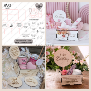 3 mm und 4 mm Geburtstags Geschenkbox Geschenk für Kleinigkeiten mit vielen Gravuren, Steckern und Dekomöglichkeiten SVG Laserdatei Laserfile Lasercut