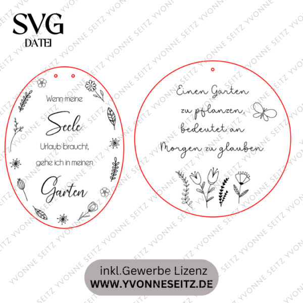 SVG Laserdatei Holzscheiben Garten Gartenliebe Blumen Gravur SVG Datei – Bild 2