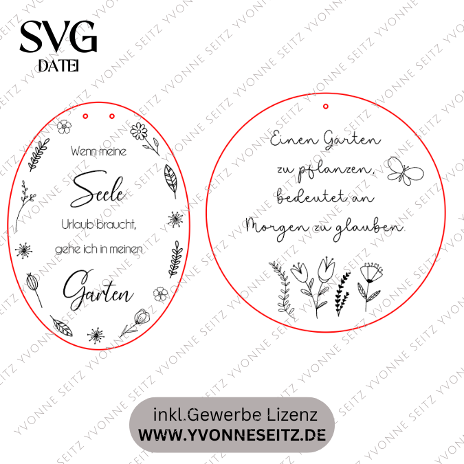 SVG Laserdatei Holzscheiben Garten Gartenliebe Blumen Gravur SVG Datei – Bild 2
