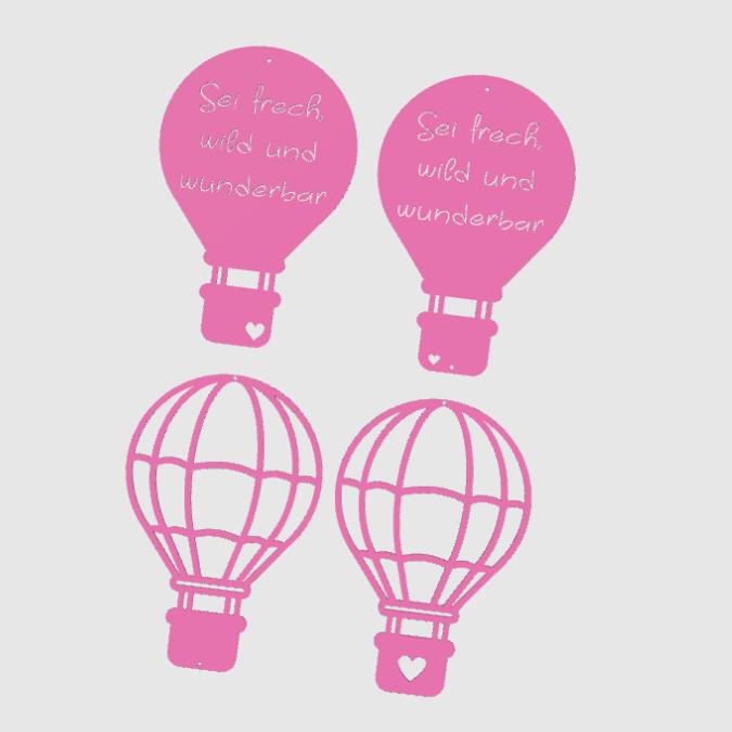 STL 3D Druck Datei 4er Set Heißluftballons Sonnenfänger "Sei frech wild und wunderbar" Kinderzimmerdeko 3D-Druck Datei – Bild 6