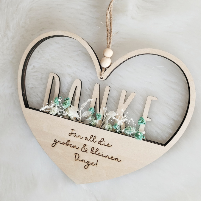 8 Designs Herzen zum Aufhängen und füllen mit Blumen oder Geld Hochzeit Muttertag Dankeschön Freundschaft Mama Oma Danke SVG Laserdatei Lasercut – Bild 10
