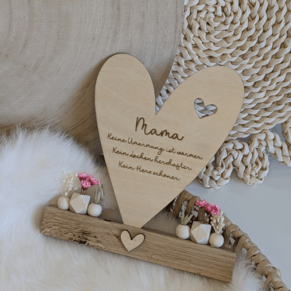 SVG Laserdatei Aufsteller 3mm und 4mm Herz und Holzscheiben Mama Muttertag Mutterliebe SVG Datei – Bild 6