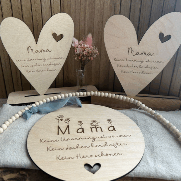 SVG Laserdatei Aufsteller 3mm und 4mm Herz und Holzscheiben Mama Muttertag Mutterliebe SVG Datei – Bild 9
