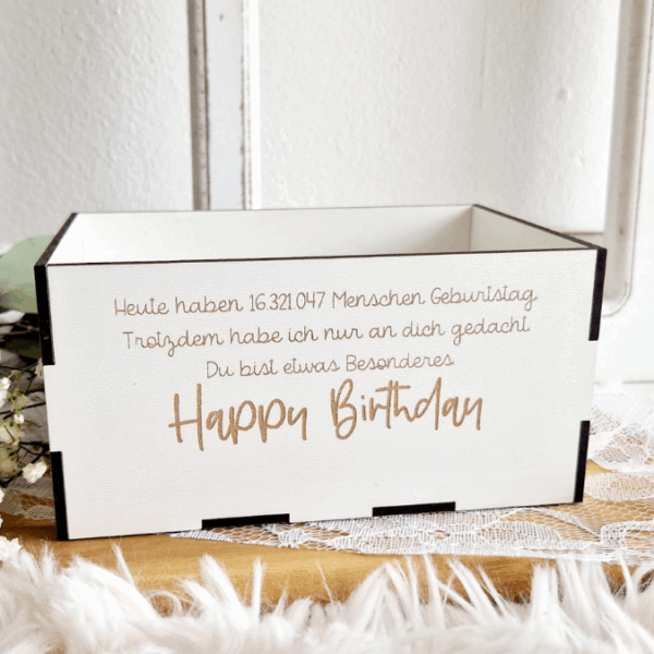 3 mm und 4 mm Geburtstags Geschenkbox Geschenk für Kleinigkeiten mit vielen Gravuren, Steckern und Dekomöglichkeiten SVG Laserdatei Laserfile Lasercut – Bild 17