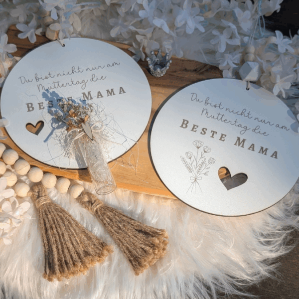 SVG Laserdatei Holzscheiben 4er Set Blumen Beste Mama Muttertag Mutterliebe SVG Datei – Bild 12