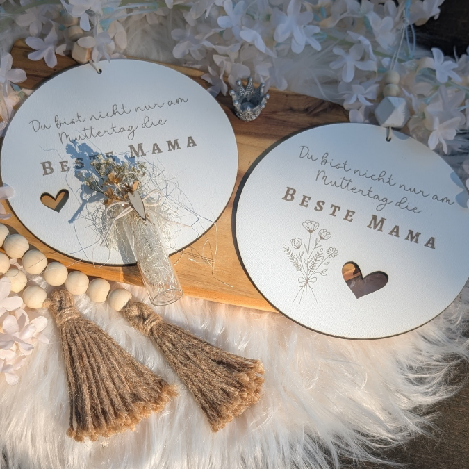 SVG Laserdatei Holzscheiben 4er Set Blumen Beste Mama Muttertag Mutterliebe SVG Datei – Bild 12