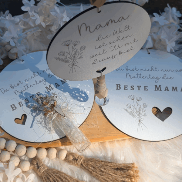 SVG Laserdatei Holzscheiben 4er Set Blumen Beste Mama Muttertag Mutterliebe SVG Datei – Bild 3