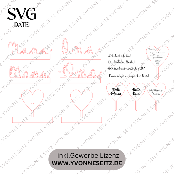 SVG Laserdatei Klötzchenschriftzug Mama Oma inkl Steckern Muttertag Mutterliebe SVG Datei – Bild 2