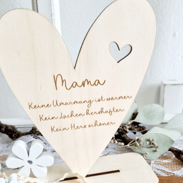 SVG Laserdatei Aufsteller 3mm und 4mm Herz und Holzscheiben Mama Muttertag Mutterliebe SVG Datei – Bild 16