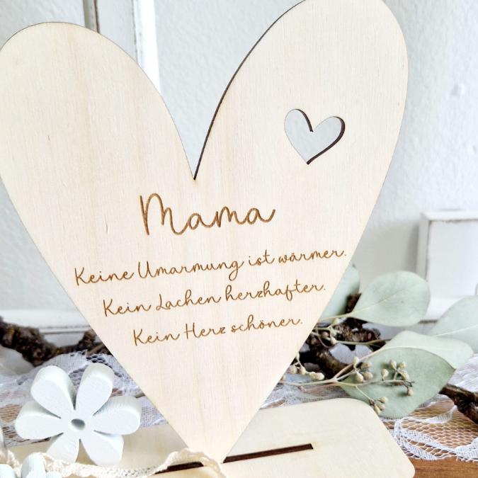 SVG Laserdatei Aufsteller 3mm und 4mm Herz und Holzscheiben Mama Muttertag Mutterliebe SVG Datei – Bild 16
