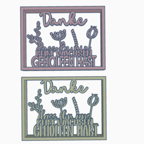 3D Druck Datei STL Kindergartenabschied 2er Danke dass du mir beim wachsen geholfen hast Aufsteller Blumen Floral 3D-Druck Datei – Bild 2
