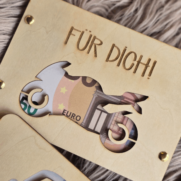 SVG Laserdatei Männer Geldgeschenk Verpackung für Geld 7 Designs Gutscheinkarten Vatertag Angeln Motorrad Auto Bier Hammer SVG-Datei – Bild 3