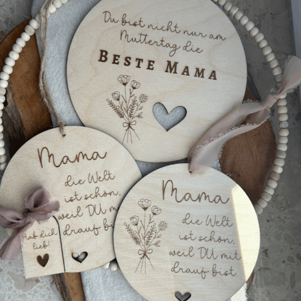SVG Laserdatei Holzscheiben 4er Set Blumen Beste Mama Muttertag Mutterliebe SVG Datei – Bild 7