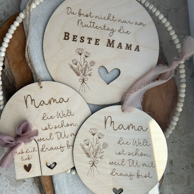 SVG Laserdatei Holzscheiben 4er Set Blumen Beste Mama Muttertag Mutterliebe SVG Datei – Bild 7