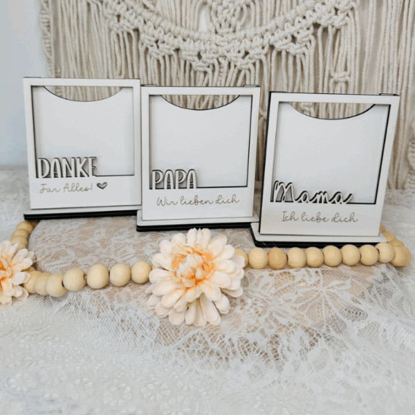 SVG Laserdatei Polaroids mit Ständer für 3mm und 4mm Holz Muttertag Vatertag Mama Papa Familie SVG Datei – Bild 7