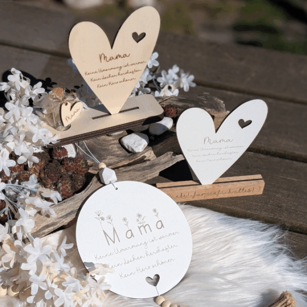 SVG Laserdatei Aufsteller 3mm und 4mm Herz und Holzscheiben Mama Muttertag Mutterliebe SVG Datei – Bild 17