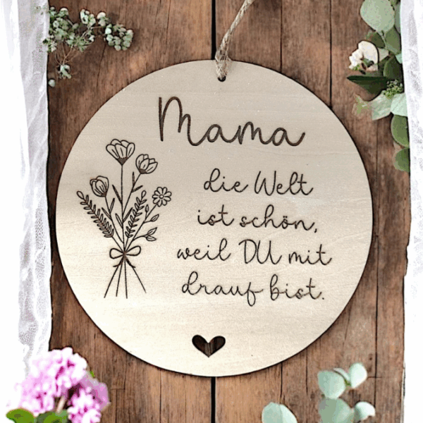 SVG Laserdatei Holzscheiben 4er Set Blumen Beste Mama Muttertag Mutterliebe SVG Datei – Bild 9