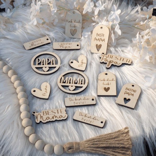 SVG Laserdatei Geschenkanhänger Mama Papa Muttertag Vatertag Etiketten Tags SVG-Datei – Bild 3