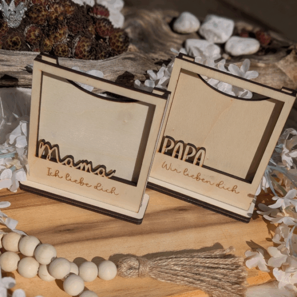 SVG Laserdatei Polaroids mit Ständer für 3mm und 4mm Holz Muttertag Vatertag Mama Papa Familie SVG Datei – Bild 3