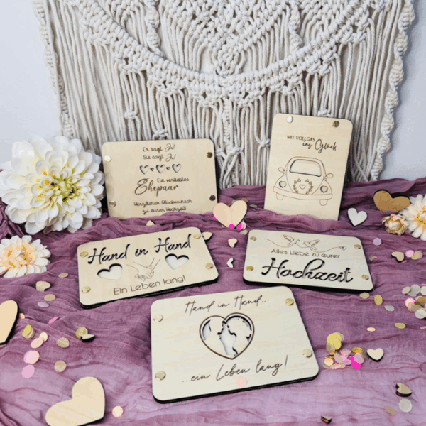 SVG Laserdatei Hochzeit Geldgeschenk Verpackung für Geld 5 Designs Gutscheinkarten SVG-Datei – Bild 5