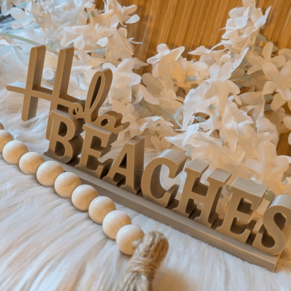 STL 3D Druck Datei 2er Schriftzug Statement "Hola Beaches" mit und ohne Muschel zum füllen mit Blumen Aufsteller 3D-Druck Datei Sommer – Bild 4