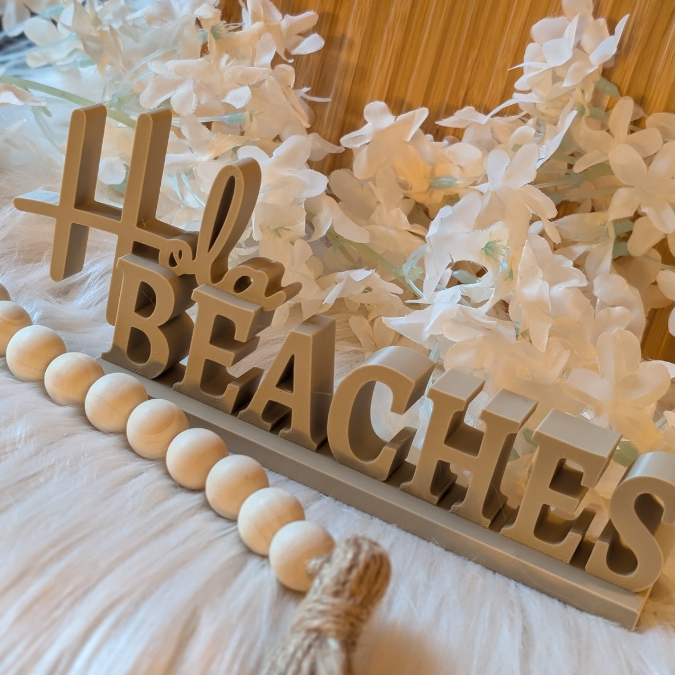 STL 3D Druck Datei 2er Schriftzug Statement "Hola Beaches" mit und ohne Muschel zum füllen mit Blumen Aufsteller 3D-Druck Datei Sommer – Bild 4