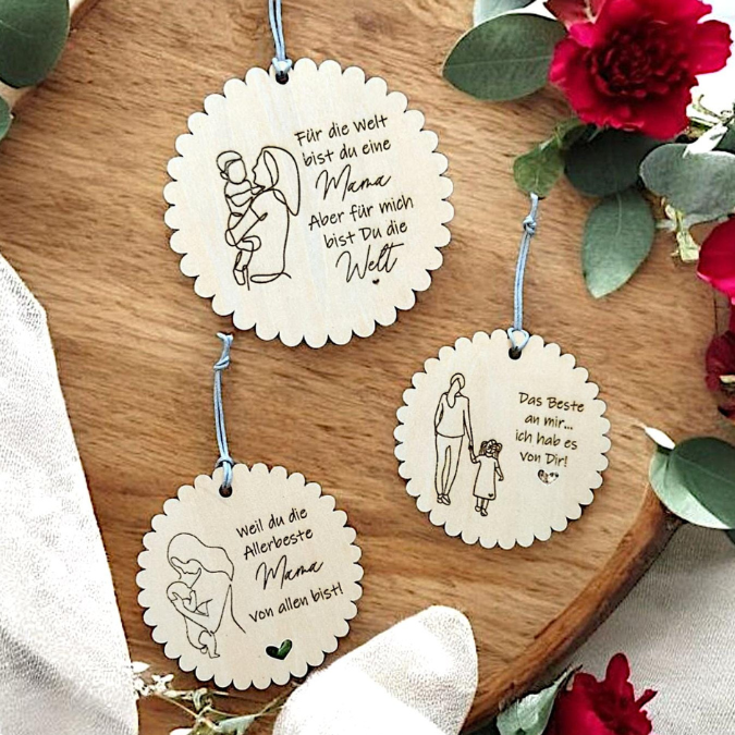 SVG Laserdatei Holzscheiben Mama Muttertag Mutterliebe für Kränze Wanddeko Gravur SVG Datei – Bild 4