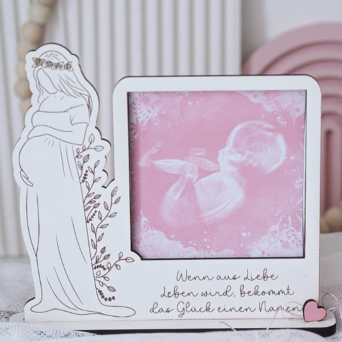 SVG Laserdatei Ständer für Ultraschallbild Schwangerschaft 3mm und 4mm Holz Muttertag Mama Familie Geburt Baby SVG Datei – Bild 6