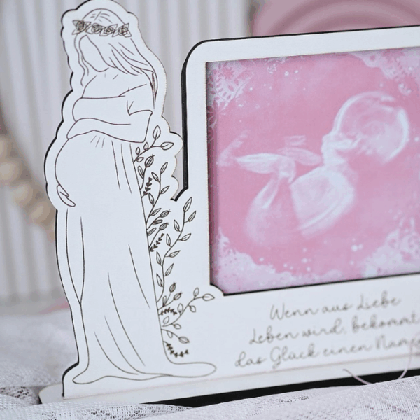 SVG Laserdatei Ständer für Ultraschallbild Schwangerschaft 3mm und 4mm Holz Muttertag Mama Familie Geburt Baby SVG Datei – Bild 4