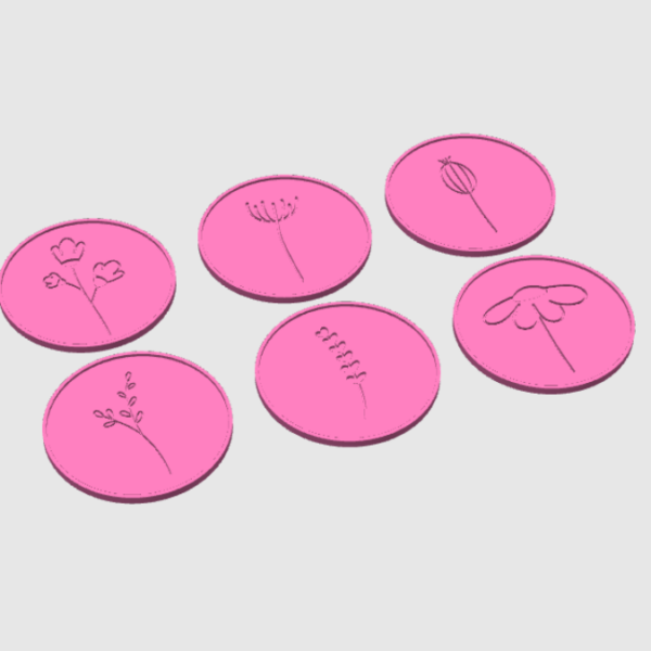 STL 3D-Druck Datei 6er Set Untersetzer für Tassen oder Gläser mit Blumen Floral Dekoteller 3D Geschenkidee 3D-Datei – Bild 2